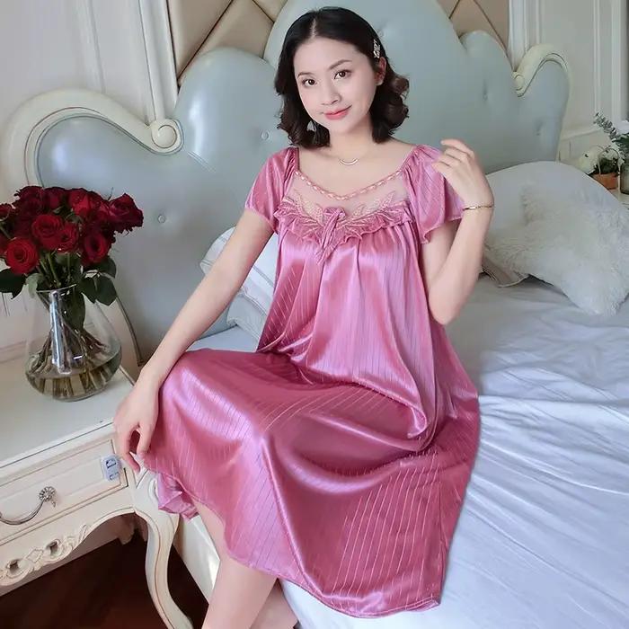 Dames glace soie chemises de nuit robe