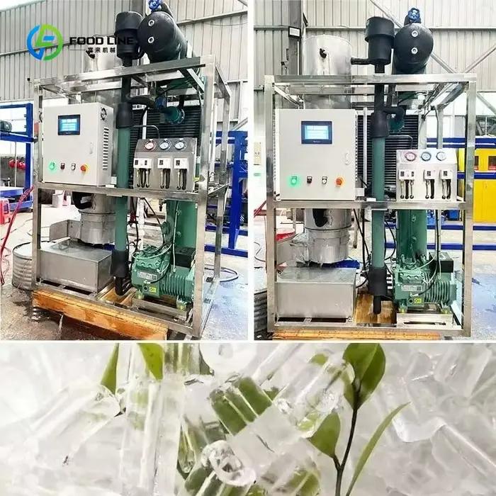 Machine à glace en tubes 1T par jour, machine à glace industrielle, faible consommation d'énergie, contrôle automatique, pour la conservation des boissons au froid, personnalisable