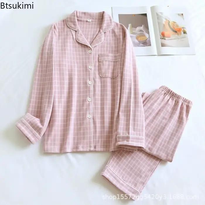 Nouveaux ensembles de pyjamas à carreaux pour couples 2026 – Chaleur automne-hiver – Hauts et pantalons à manches longues pour hommes et femmes – Vêtements d'intérieur deux pièces