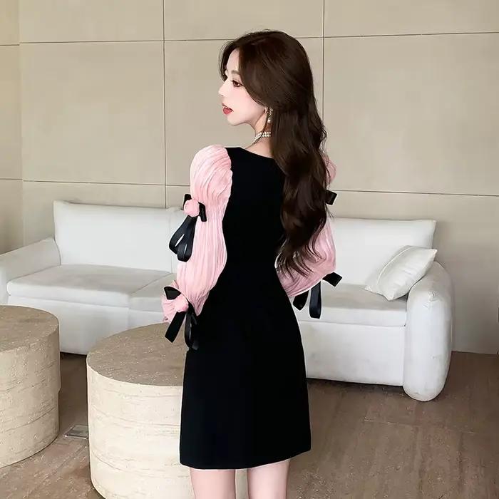 Mini robe courte à nœud doux pour femmes