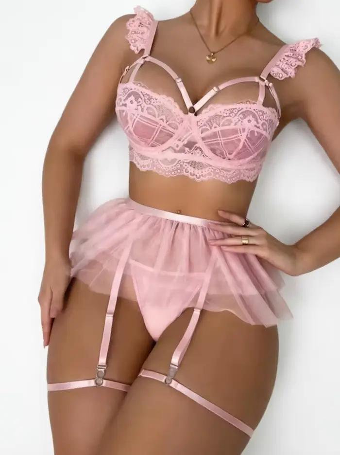 Ensemble de Lingerie Sexy en dentelle fantaisie pour femme