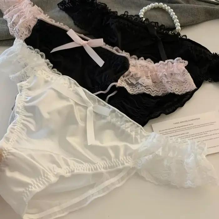 Culotte femme dentelle à volants Satin sous-vêtements Sexy