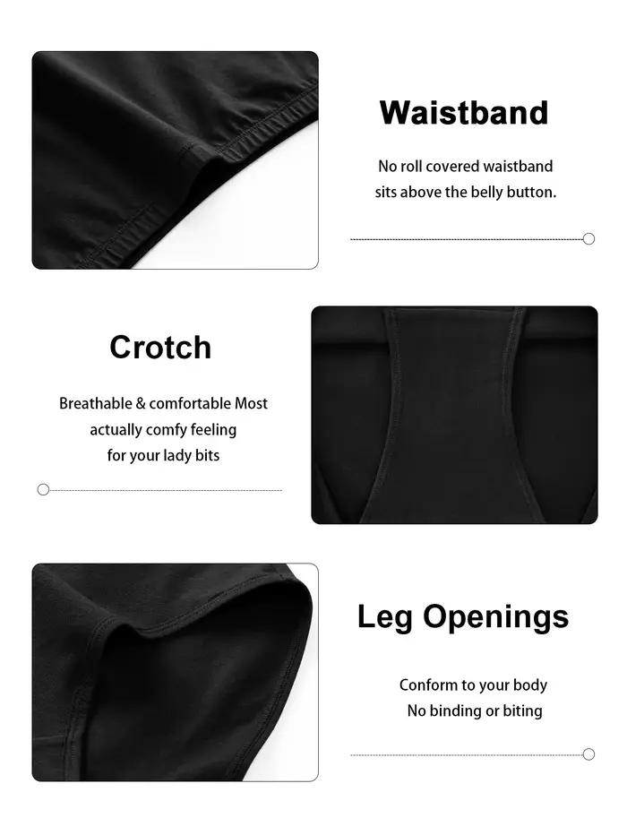 POKARLA 5 pièces culottes taille très haute pour femmes sous-vêtements confortables à couverture complète dames slips noirs ensemble 95% tissu Polyester