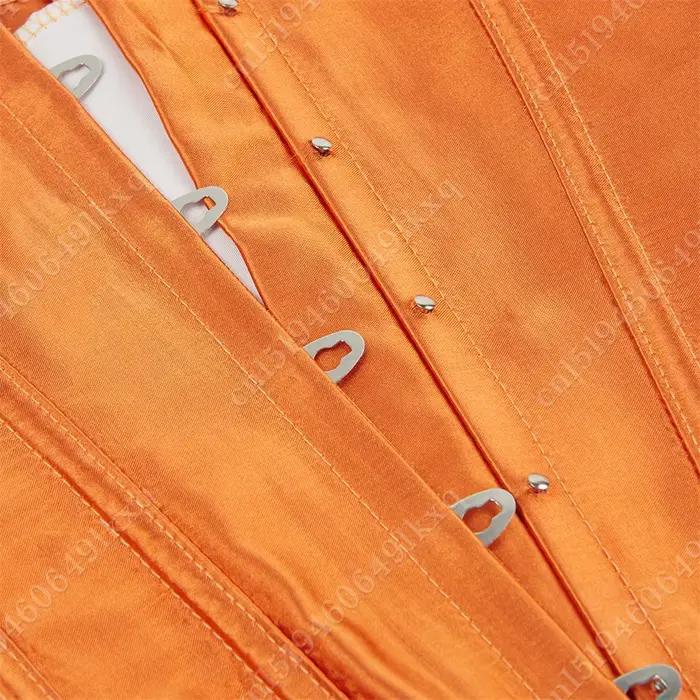 Hauts Corset pour femmes surbuste Bustier Satin Sexy à lacets Corset Orange