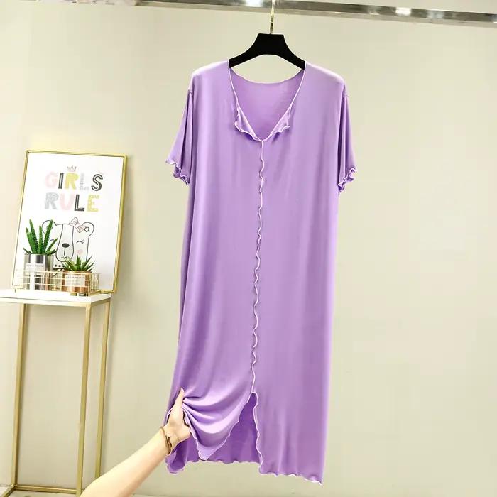 Été Modal robe de nuit femme nouveau décontracté col en V femmes chemises