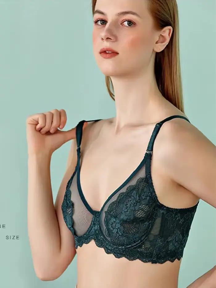 Soutien-gorge transparent pour femmes, sous-vêtements en dentelle ultra fine