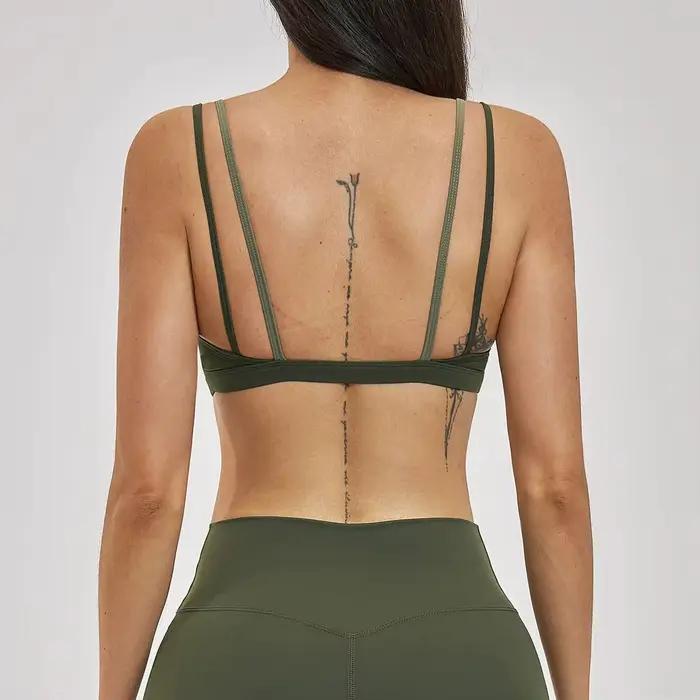 Soutien-gorge de sport Ningyu pour femme, dos nu, effet deux pièces, couleurs contrastées, séchage rapide, pour yoga et fitness