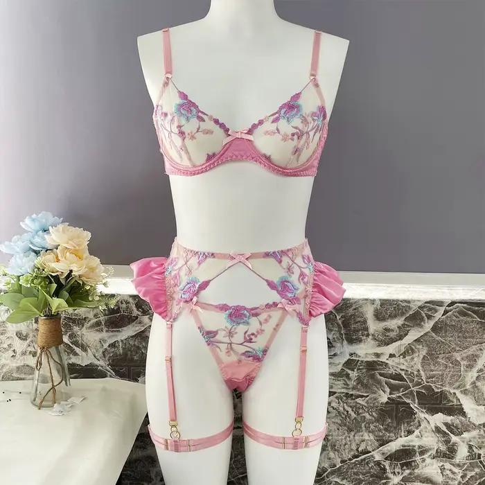 Ensemble intime Floral en dentelle transparente