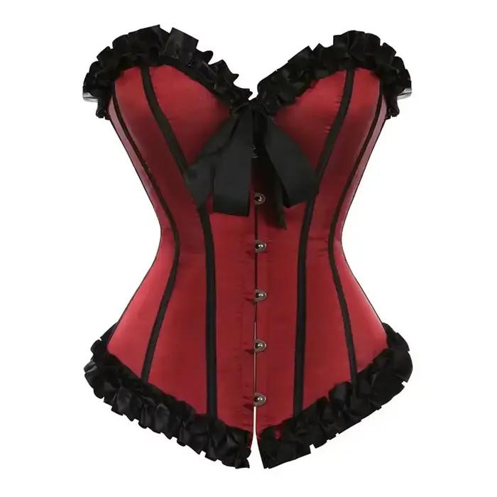 Haut Corset à lacets Vintage gothique rayé Sexy Satin surbuste Bustier Shaper victorien femmes Korsett bleu vert rouge rose