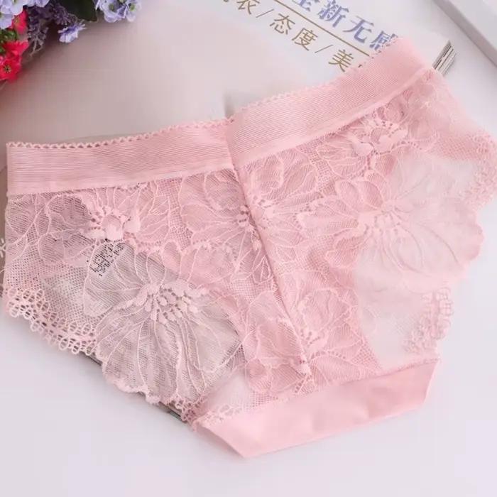 Culotte en dentelle Sexy sans couture Lingerie Ice injTransparent slip taille basse femmes S-XL
