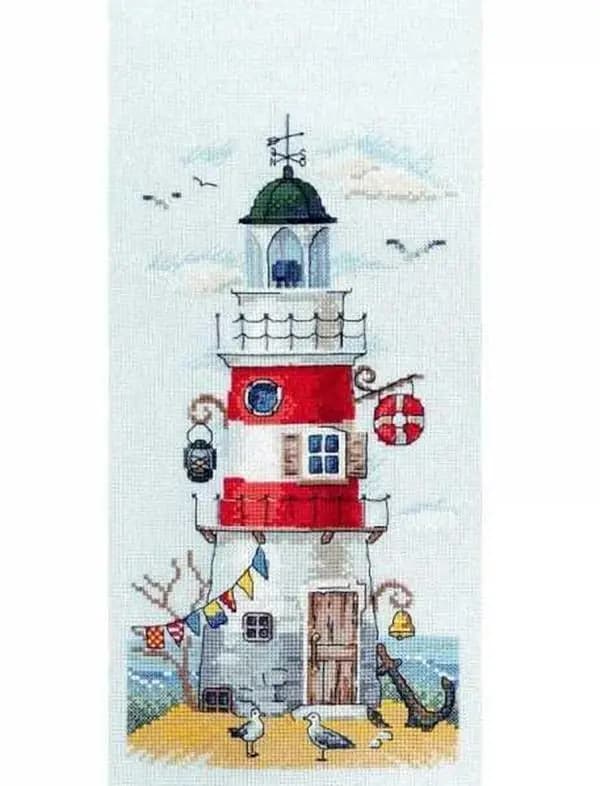 Kit de broderie au point de croix « Festival en bord de mer : Phare bleu ciel 25-39 »