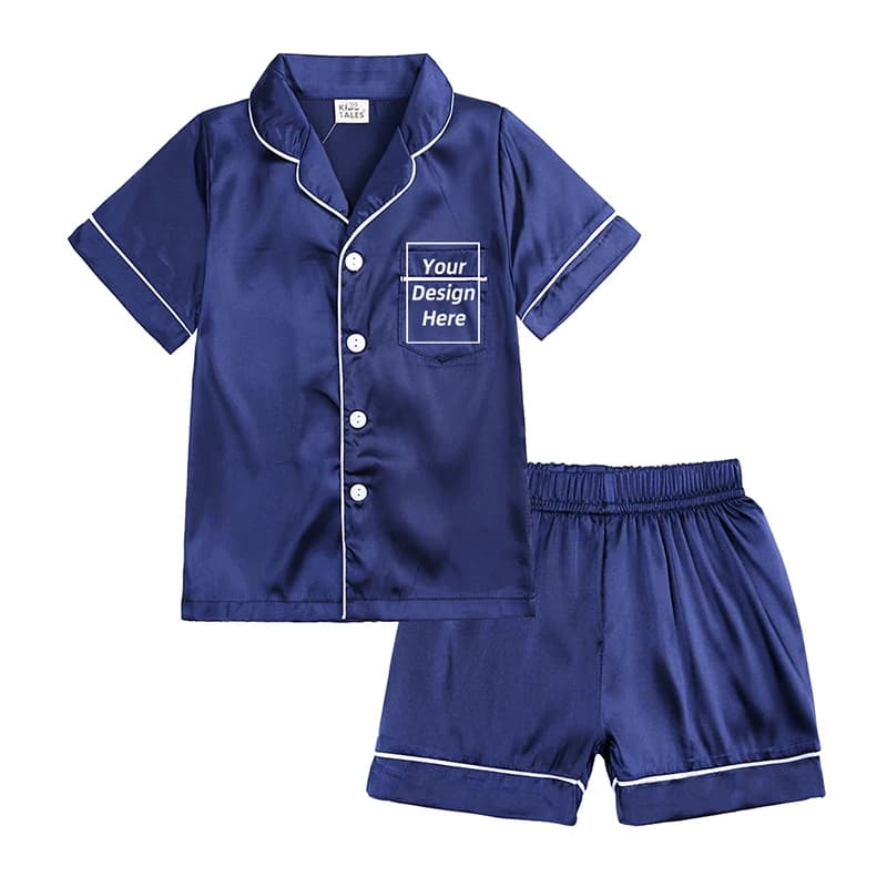 Ensembles de pyjama en satin pour filles, ajoutez votre propre texte et personnalisation du design,