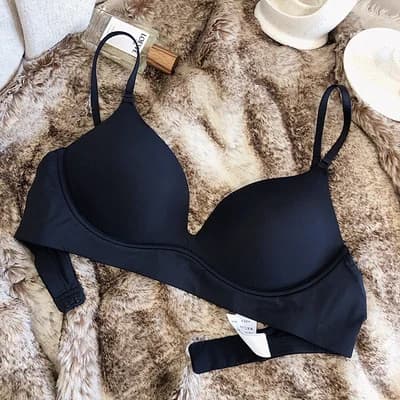 Soutien-gorge Only A en coton fin pour femme, blanc et noir pur, vêtements de nuit confortables et s