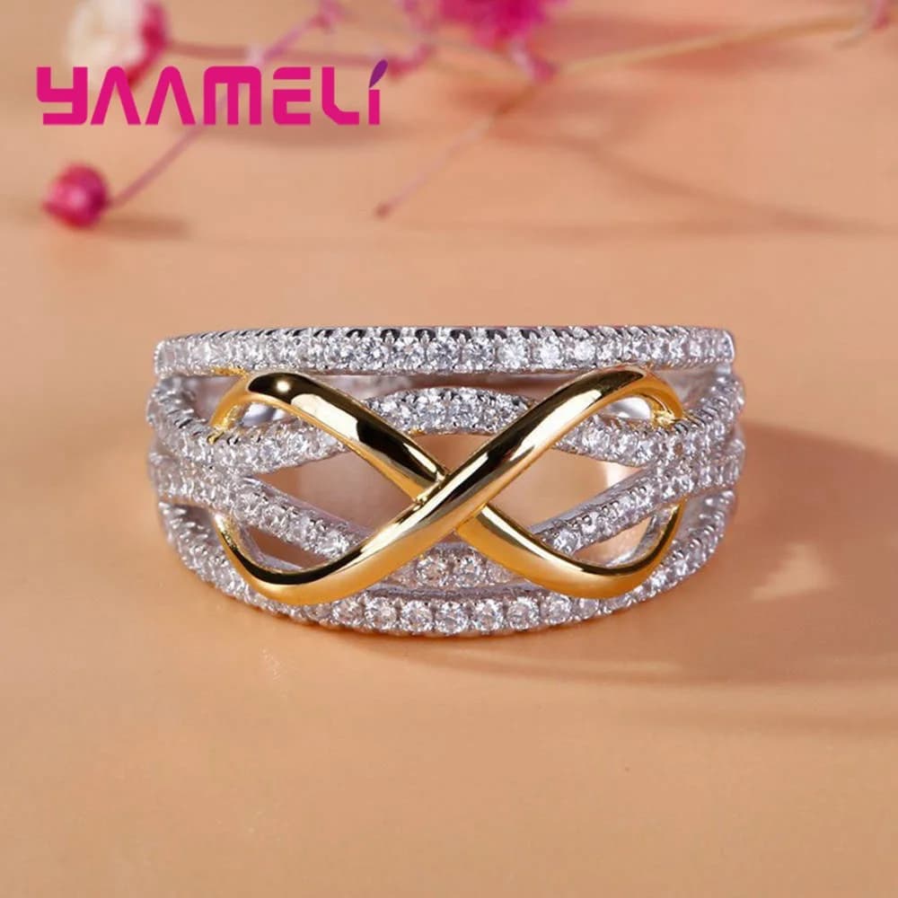 Extron Love Ring for Woman, 925 Sterling Silver Document, Shining Cubic Zwords on Bowvétérans t, Let