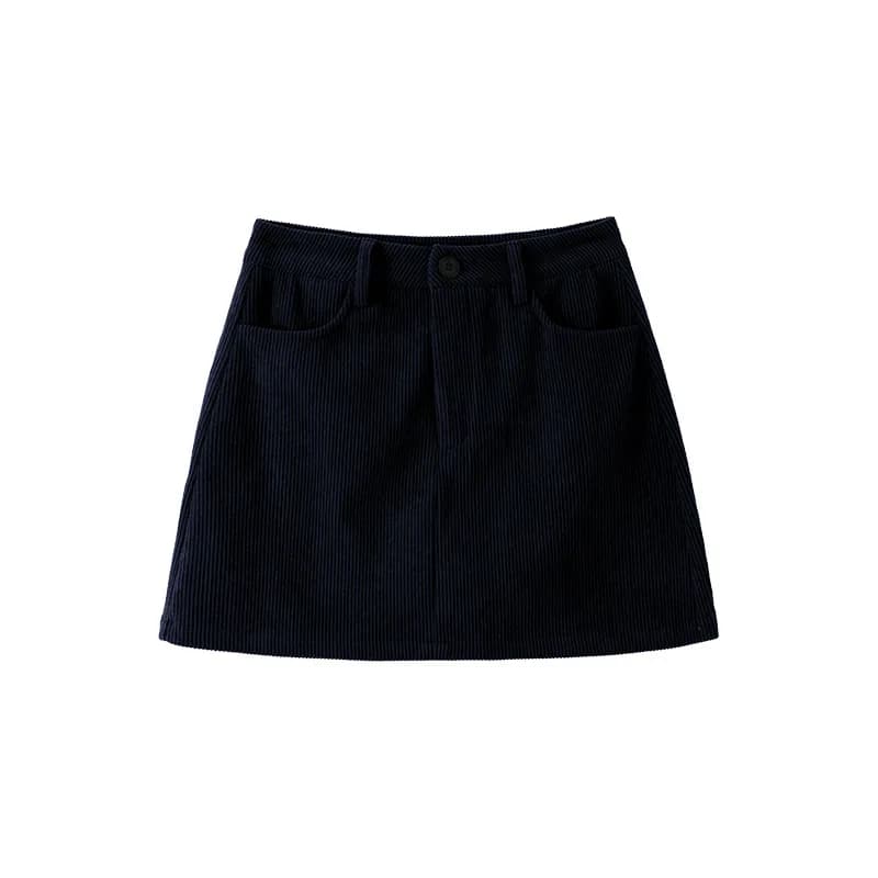Jupe trapèze en velours côtelé taille haute couleur café pour femme, style mode 2026