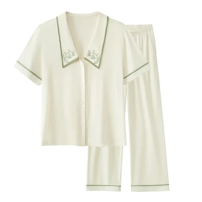 SUJIIN femmes Modal pyjama ensembles été à manches courtes Pjs confort pantalon vêtements de nuit br
