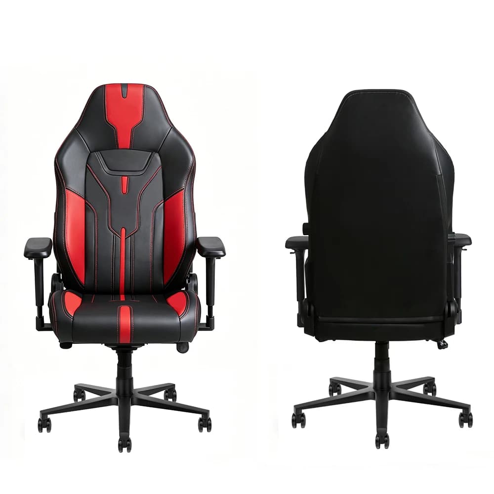 Fauteuil de direction avec revêtement en cuir PU et structure en acier, design pivotant moderne, erg
