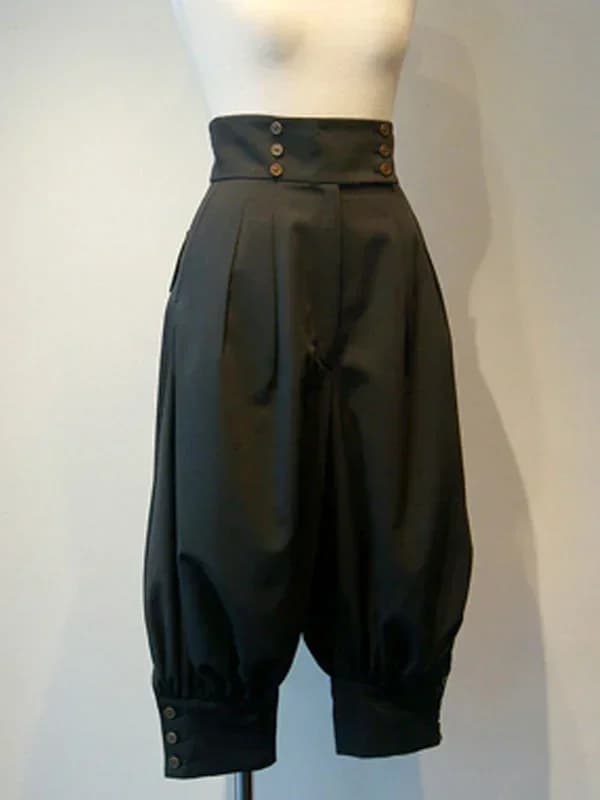 Pantalon gothique Lolita avec œillets, court noir, pantalon Ouji Lolita Boystyle