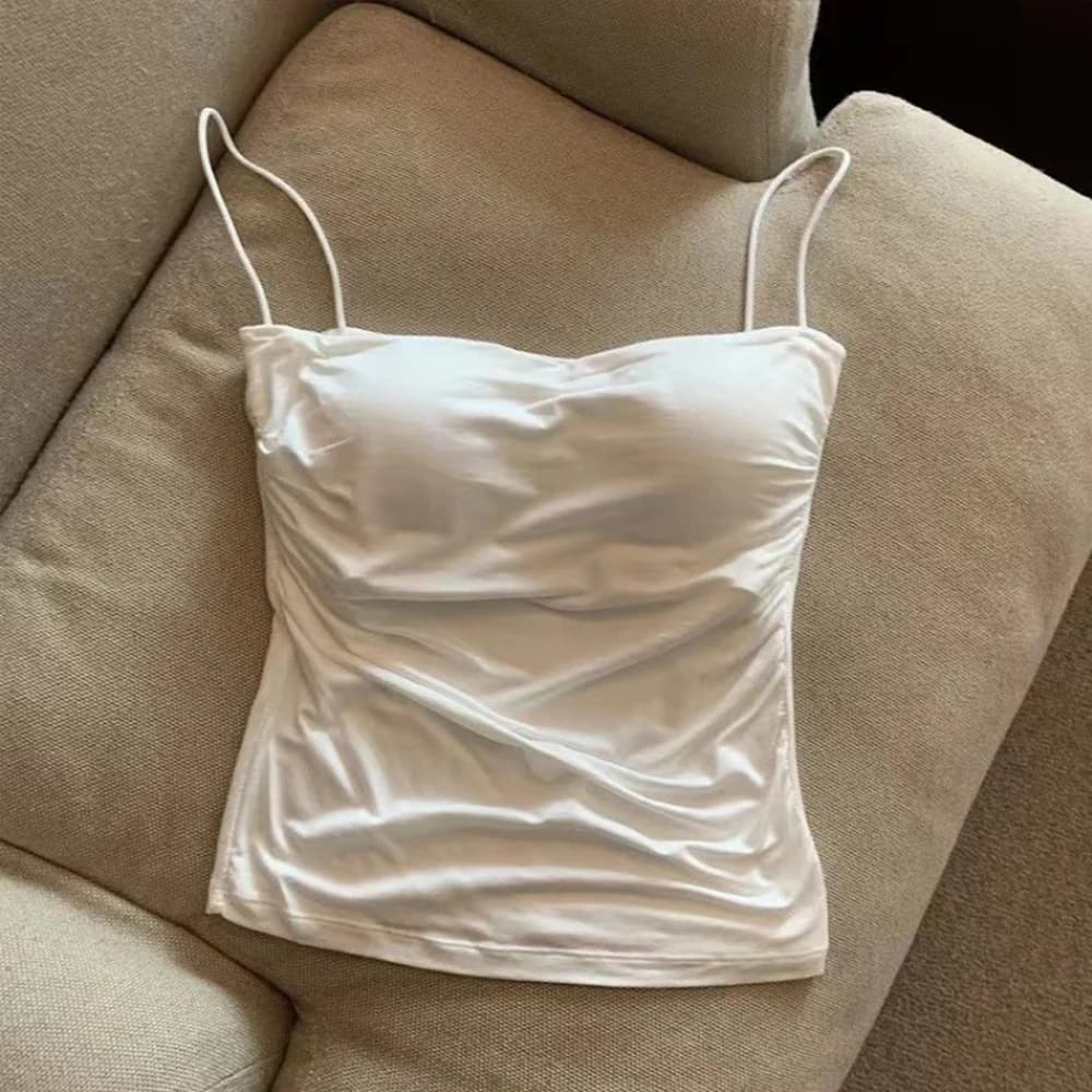 Débardeurs pour femmes avec soutien-gorge intégré, débardeurs à bretelles spaghetti pour femme, coul