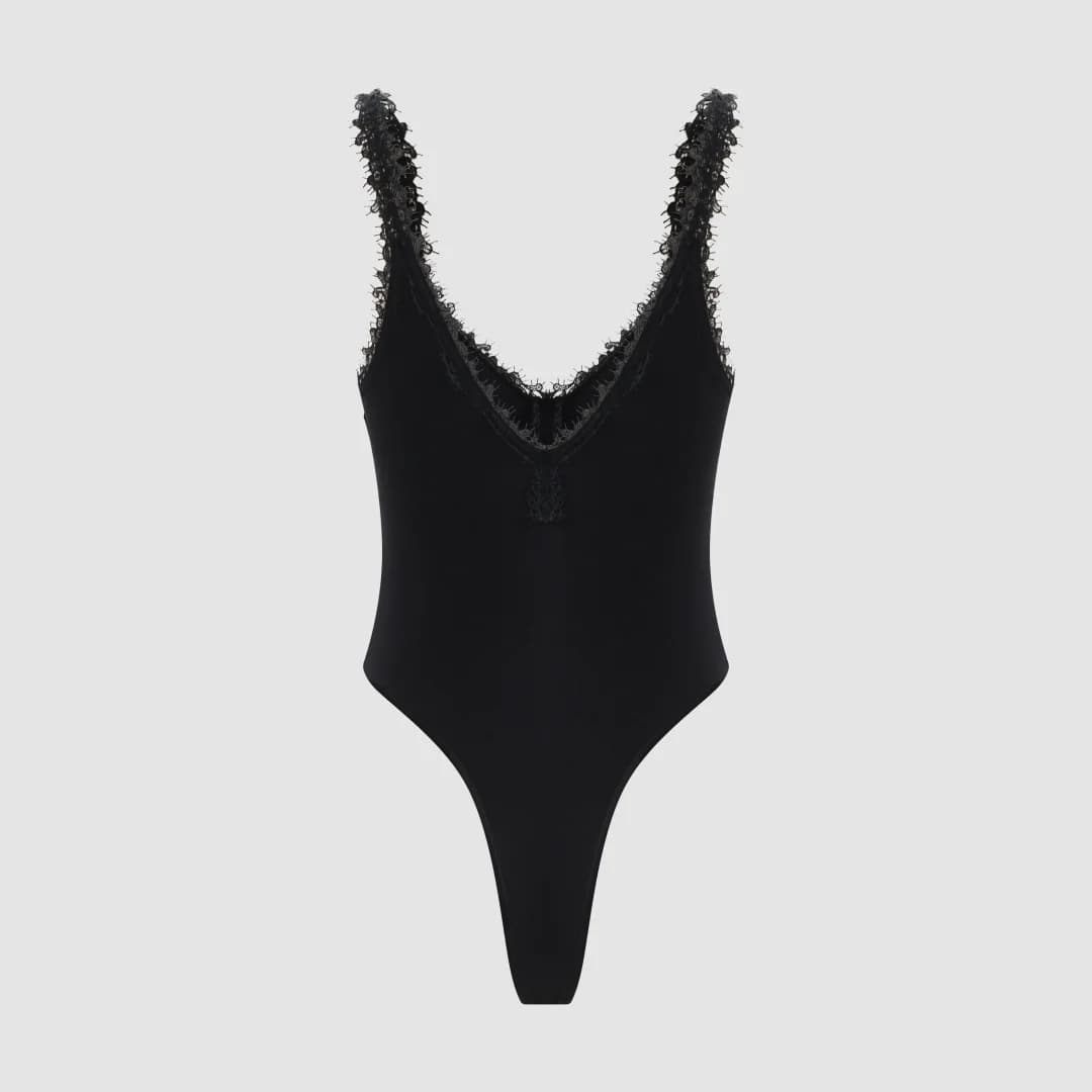 Body femme en dentelle, noir, coupe séduisante et élastique qui s'adapte au corps, nouveau style été