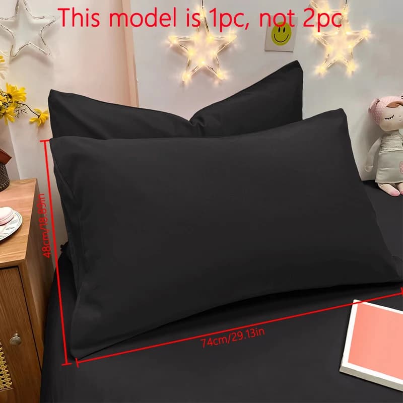 1 taie d'oreiller unie mate, taie d'oreiller douce à poche scellée pour chambre à coucher, literie