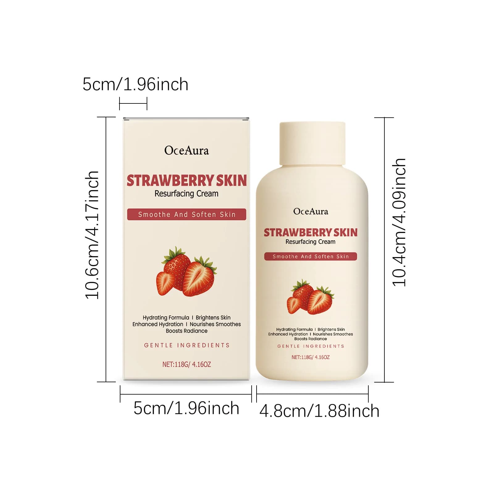Crème pour le corps rajeunissante aux fraises, éclaircissante, peau lisse et douce, hydratante inten