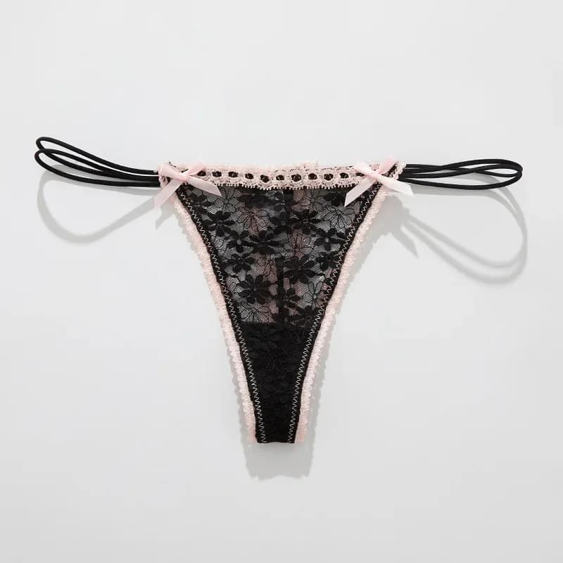 Culottes sexy en dentelle avec nœud pour femme, lingerie quotidienne, string uni, sous-vêtements tai