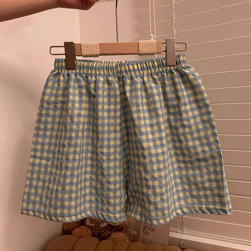 Nouveau short d'été pyjamas coton femmes Shorts bas pour femmes pantalons doux imprimé à carreaux pa
