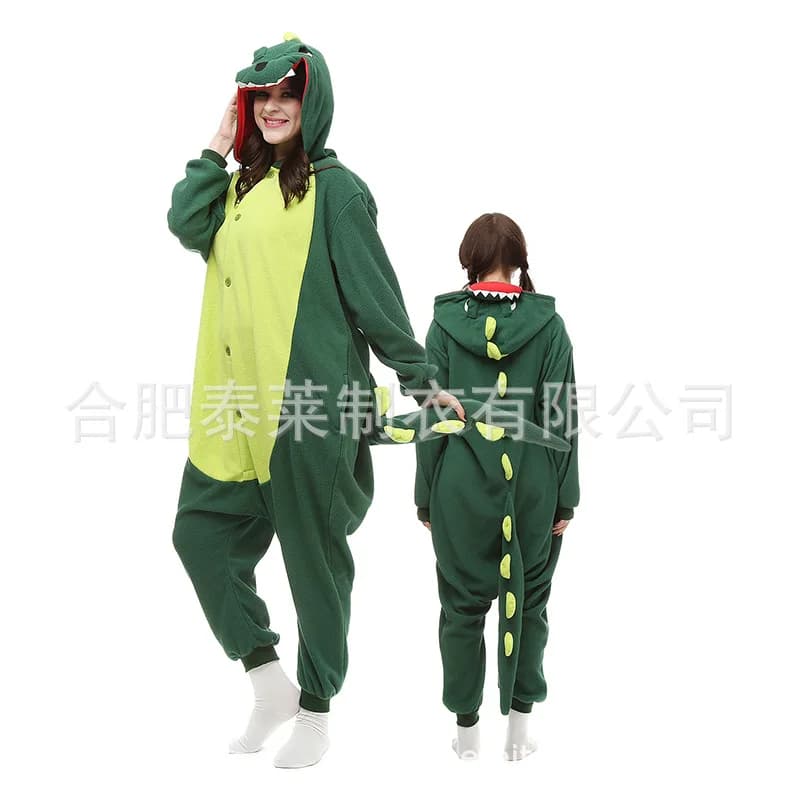 Pyjama Dinosaure Cartoon Adulte en Polaire, Combinaison de Performance, Costume d'Animal pour Hallow