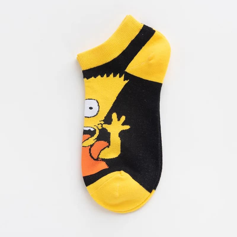 Chaussettes courtes pour couple, confortables, personnalisées, créatives, à l'effigie des Simpsons (