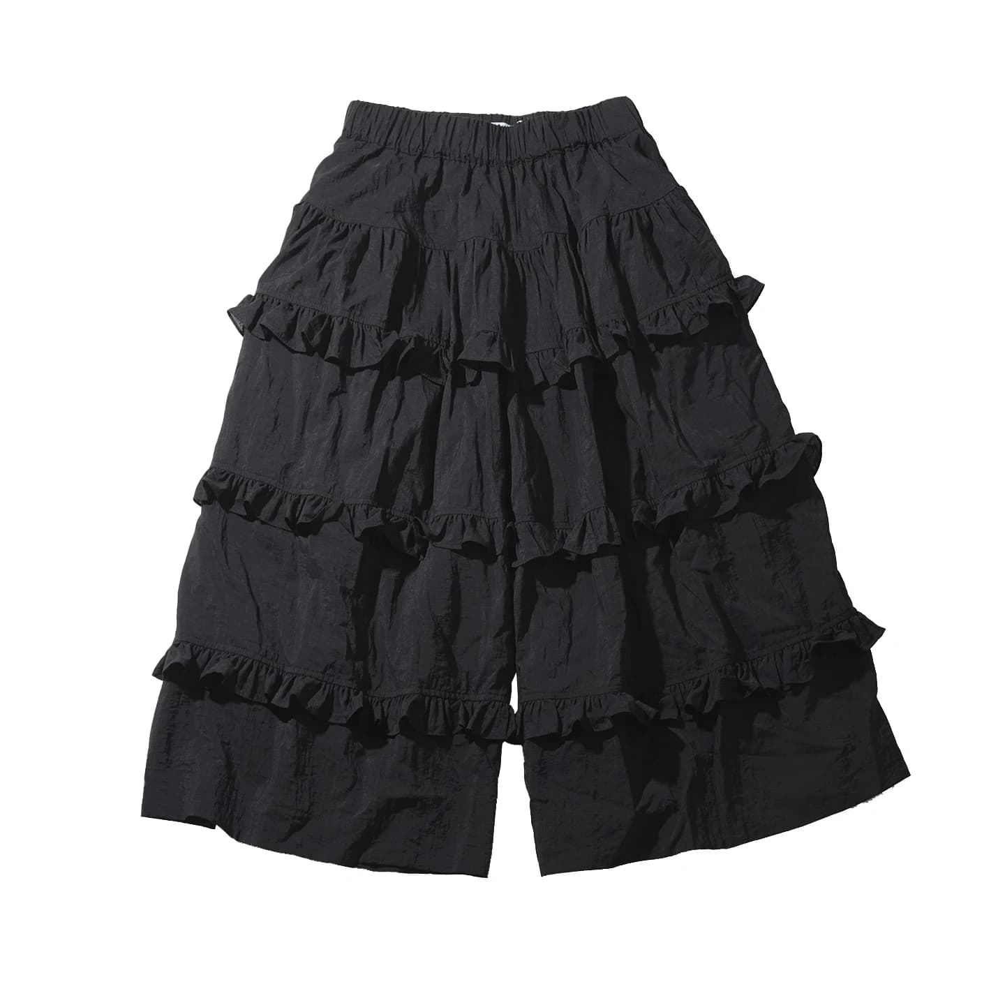 Pantalon jupe noir pour femme, original d'Imakokoni, pantalon d'été multi-couches à bordure en dente