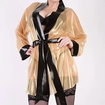 Robe de nuit en Latex pour hommes et femmes, en caoutchouc, avec laçage à nouer, Costumes faits à la