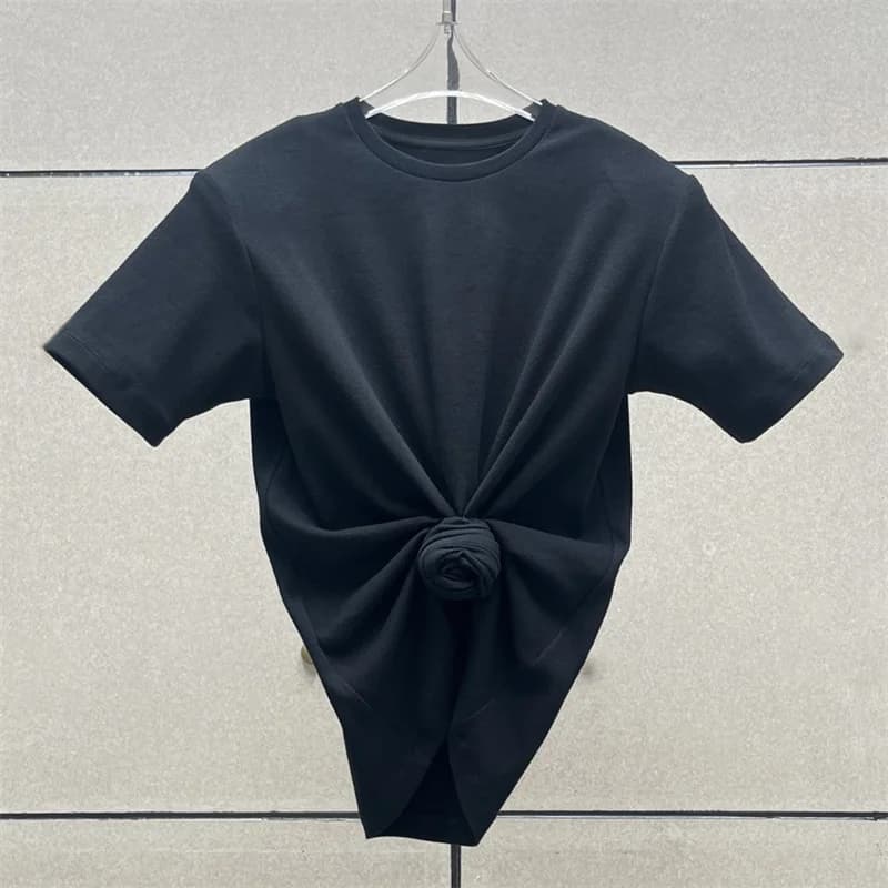 T-shirt femme nouveau élastique tricoté mince corset femme pour l'été 2025 coton chemise à manches c