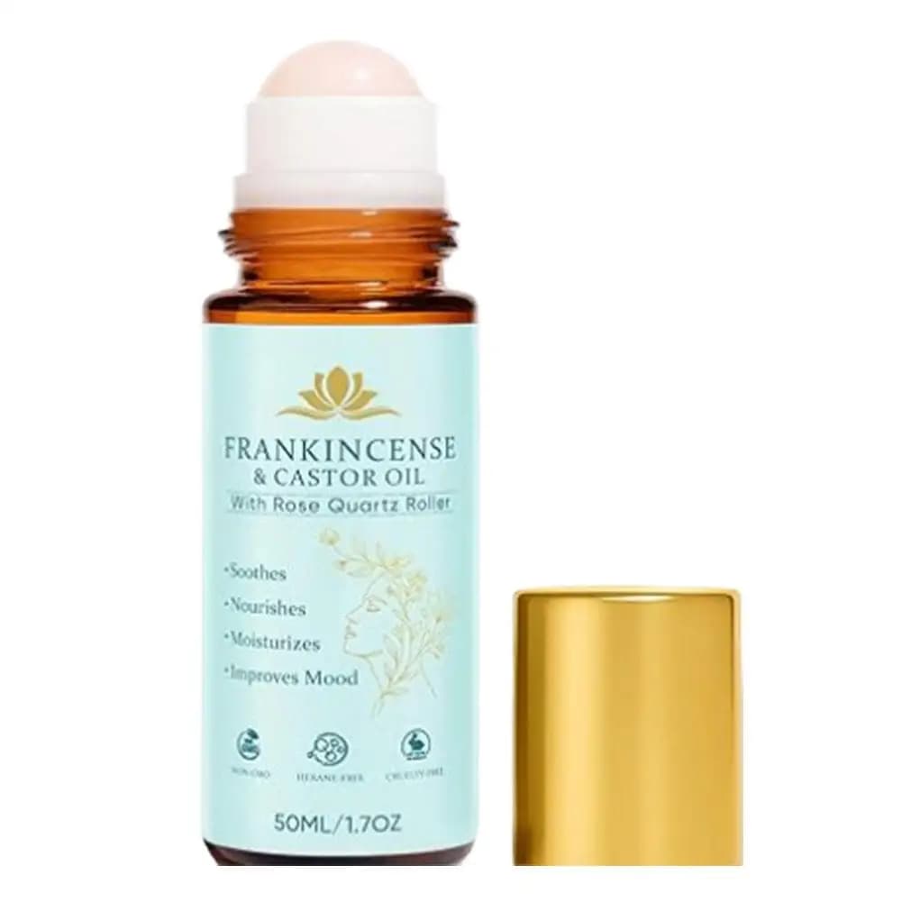 Huile de ricin nourrissante pour le corps 50 ml à l'encens et au quartz rose – Apaise, nourrit, hydr