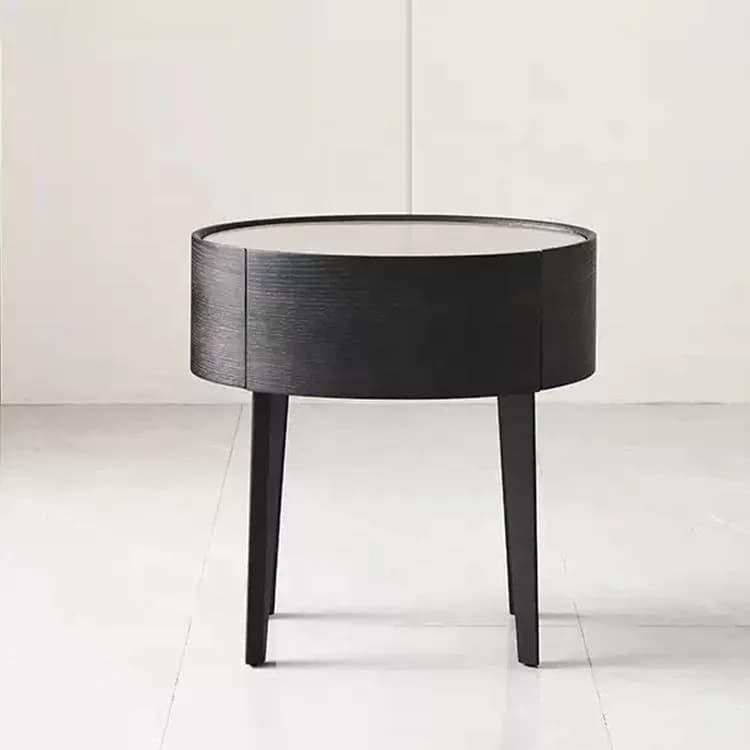 Table d'appoint de meubles de chambre à coucher, table de nuit en bois massif avec plateau en verre