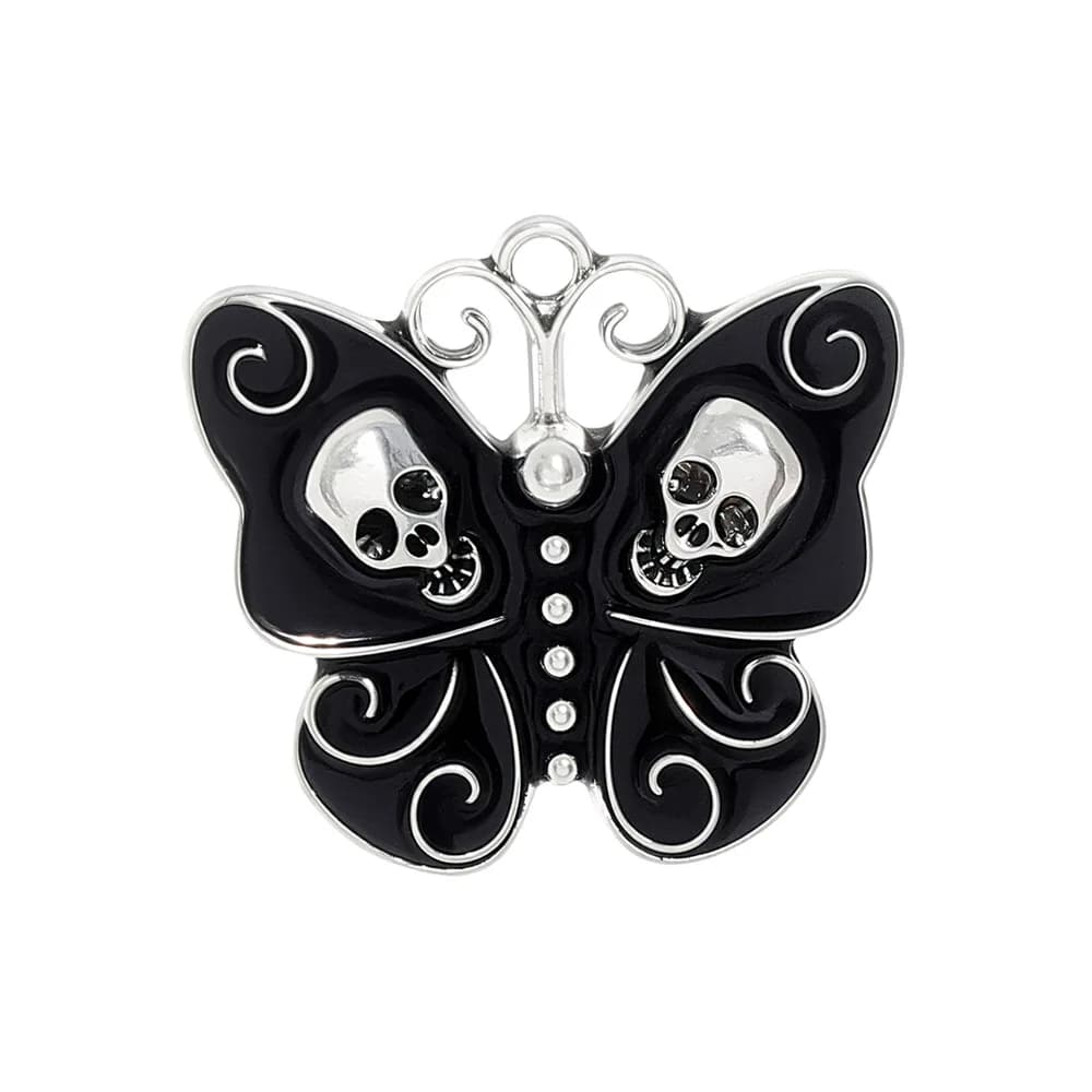Pendentifs Émaillés Gothiques Crâne Papillon pour Femmes, Boucles d'Oreilles, Colliers, Breloques, F