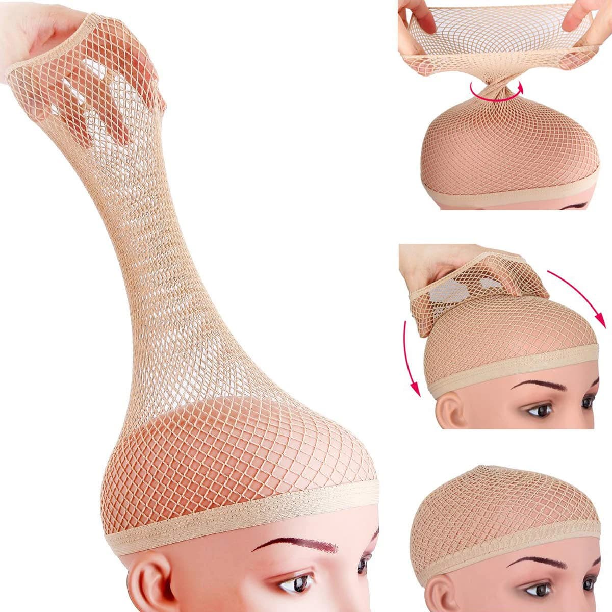 Bonnet de perruque en maille pour cheveux longs, filet à cheveux pour perruque, bonnet pour perruque