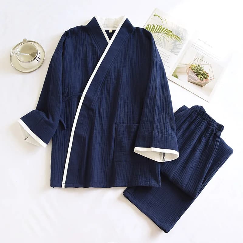 Vêtements de nuit en pur coton Hanfu pour hommes, kimono mince de style japonais, grande taille, ens