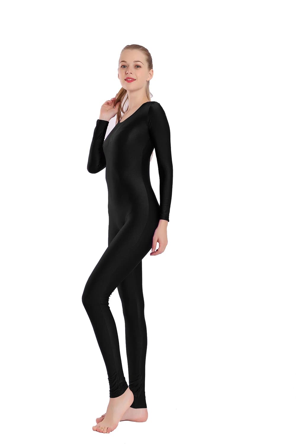 Vêtements de yoga pour femmes, corps complet, col rond, fitness, manches longues, vêtements de danse