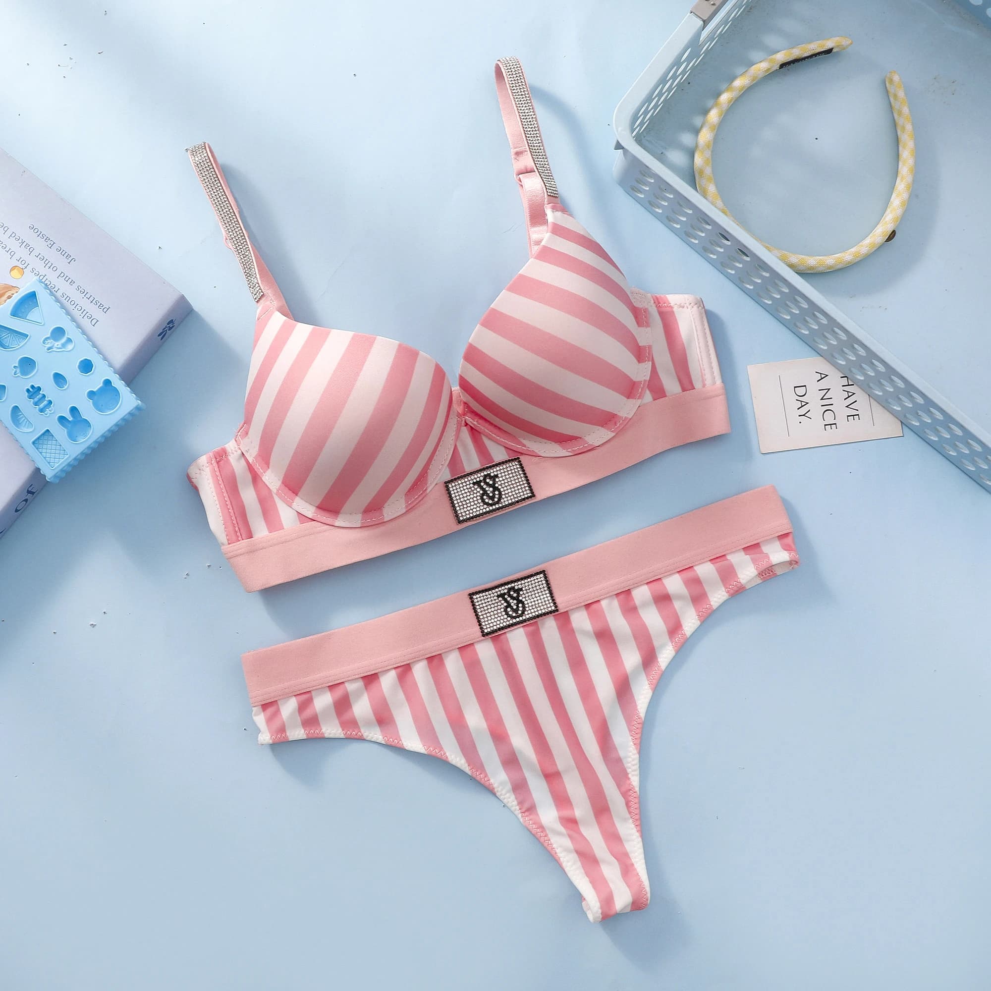 Ensemble soutien-gorge et culotte Victoria's Secret sans fil, lingerie sexy pour femme, soutien-gorg