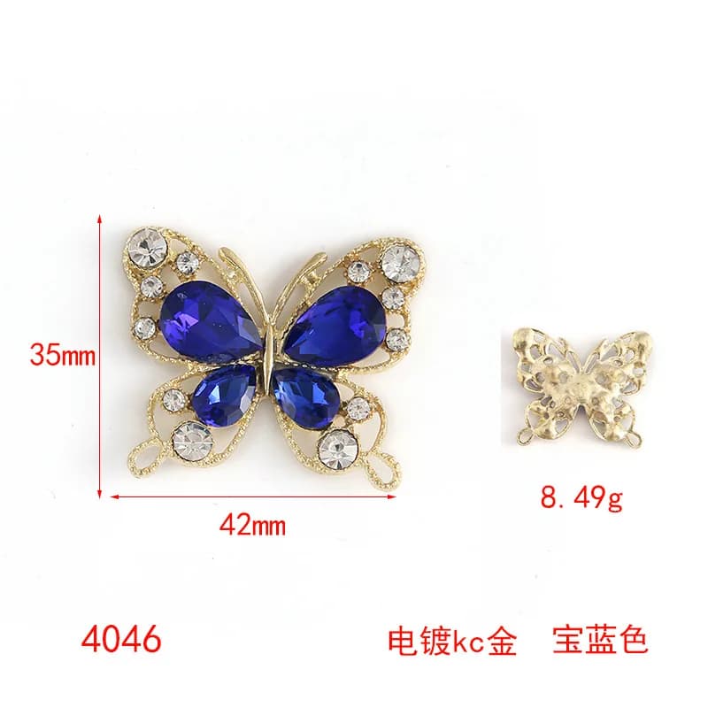 Lot de 10 Nouveaux Accessoires Papillon Faits Main en Alliage et Strass pour Vêtements et Cheveux