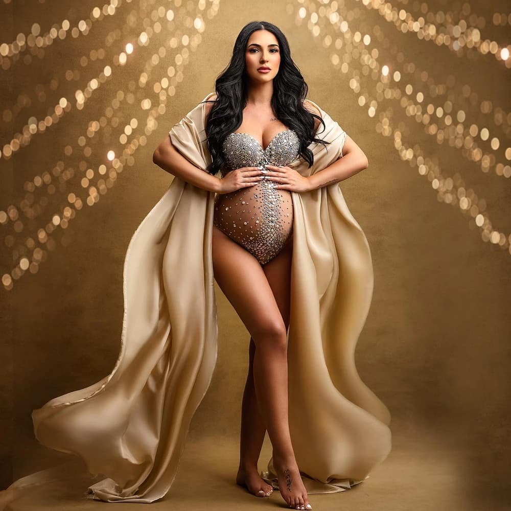 Body déesse Sexy, accessoire de photographie de maternité, robe col en V, strass, perles, combinaiso
