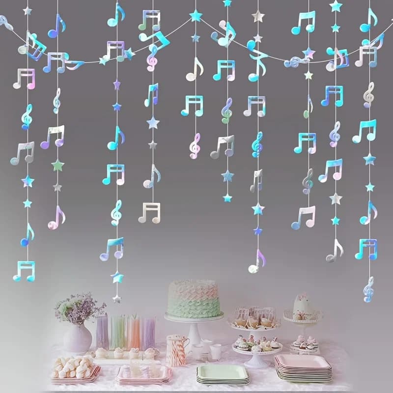 Notes de musique étoile bannière suspendue paillettes thème musical décoration concerts de mariage f