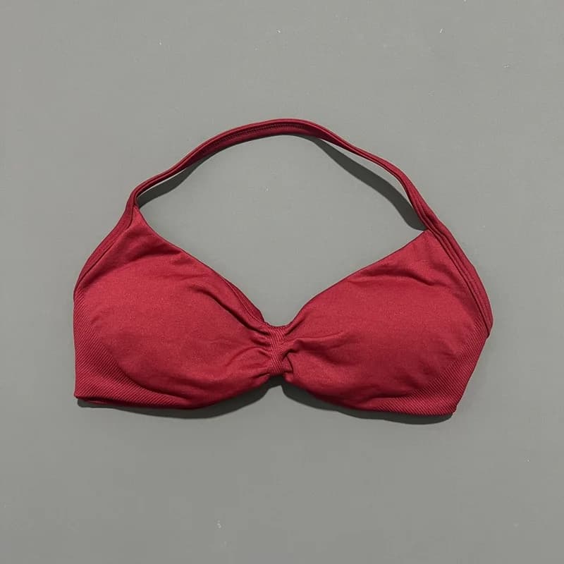 Soutien-gorge de sport à bretelles fines pour femme, maintien élevé, sans couture, style halter, eff