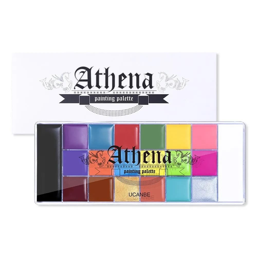 Palette de peinture pour le visage et le corps UCANBE Athena, 20 couleurs, grand format, noir et bla