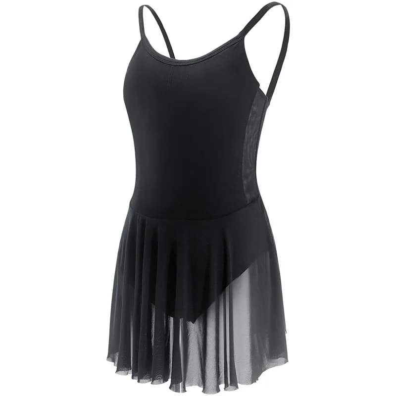 Justaucorps THEEPER à bretelles spaghetti avec empiècements en maille et jupe en tulle, justaucorps