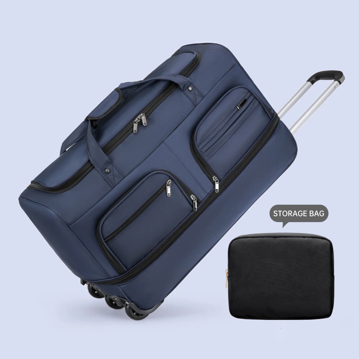 Sac vérifié de la compagnie aérienne Sac de bagage mobile pliable à l'étranger avec chariot Bagage d