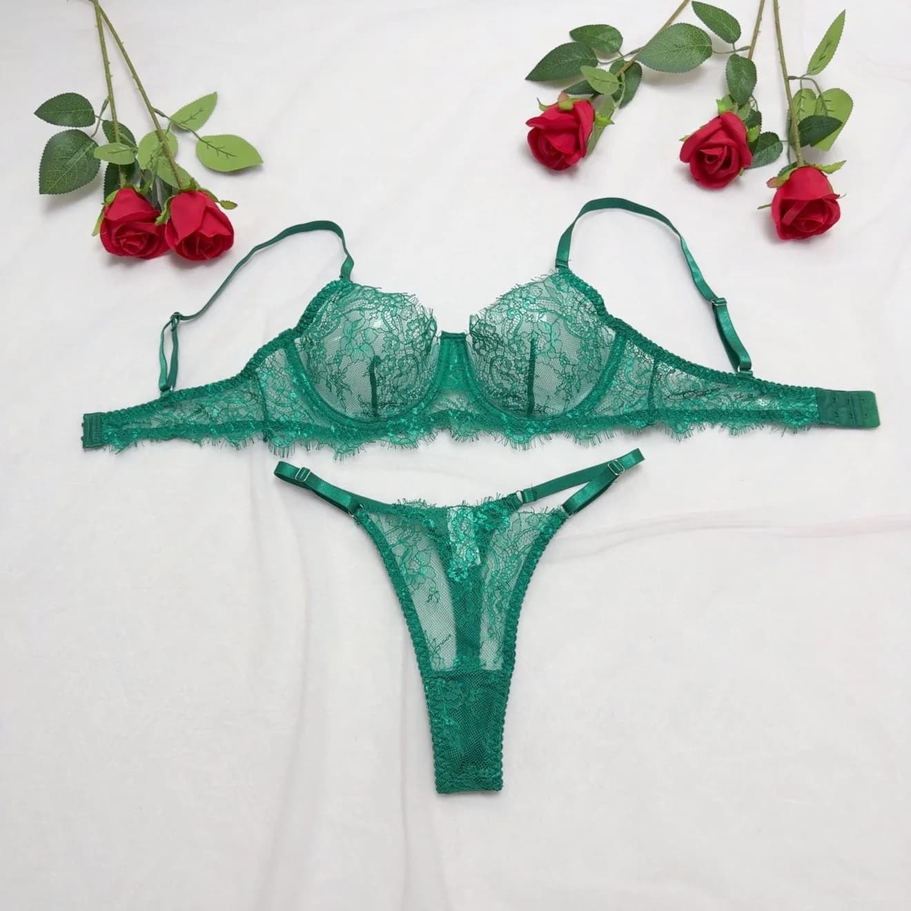 Ensemble de lingerie femme marron en dentelle à cils, soutien-gorge transparent à armatures douces a