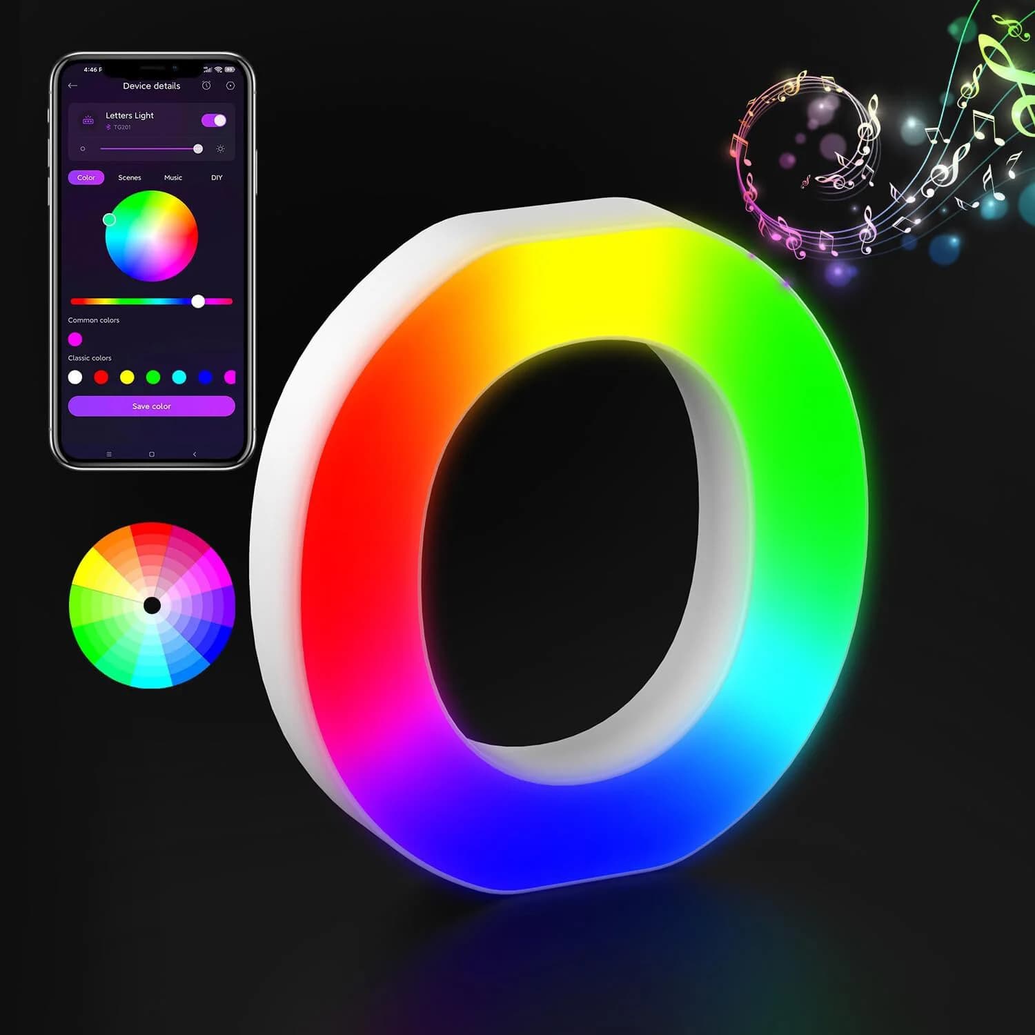 Lettres lumineuses LED lettre éclairée couleur paillettes Alphabet MeRGBW APP musique synchronisatio