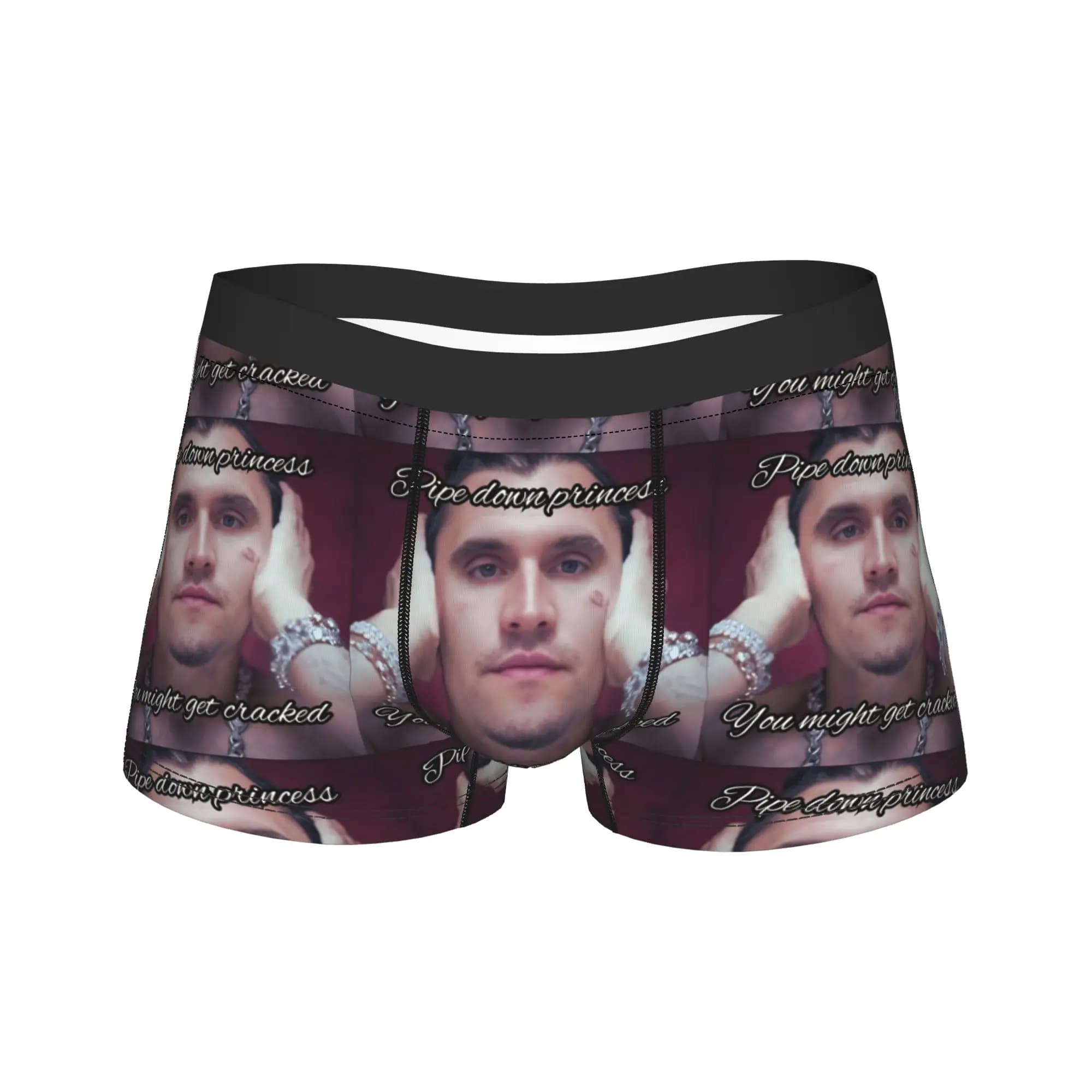 C-Charlie Kirk Face Rapper Meme Underwear – Boxer confortable imprimé pour homme avec poche, grande